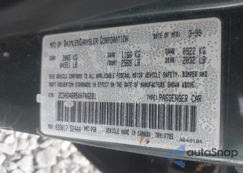 1999 Chrysler Concorde Lx from USA, damaged, VIN 2C3HD46R5XH746281